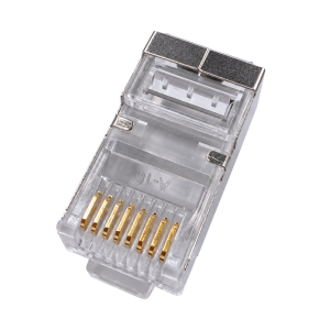 EZ type RJ45 plug connector, 8P8C, STP, Cat. 6, universal, 50 microns plated, 100 pcs.
